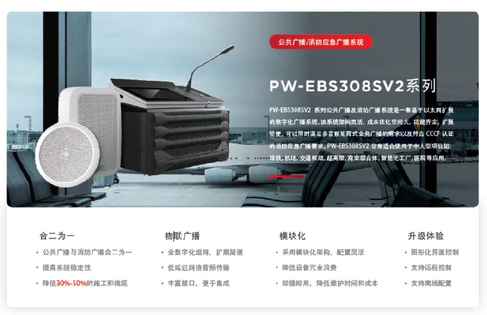 公共廣播/消防應急廣播系統PW-EBS308SV2系列